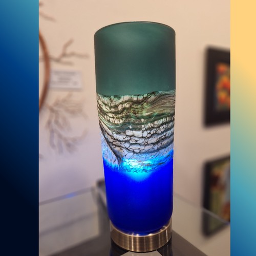 Click to view detail for GBG-057  Pillar Table Lamp Cobalt & Sage $699